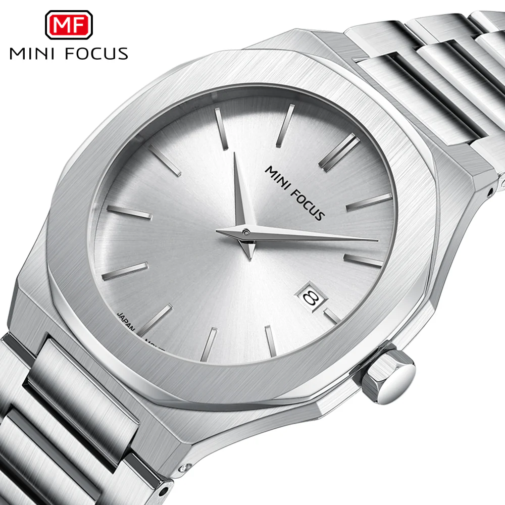 Mini Focus Silver Stainless Steel Silver Dial Quartz Watch for Gents - MF0620G-02 - Image 3