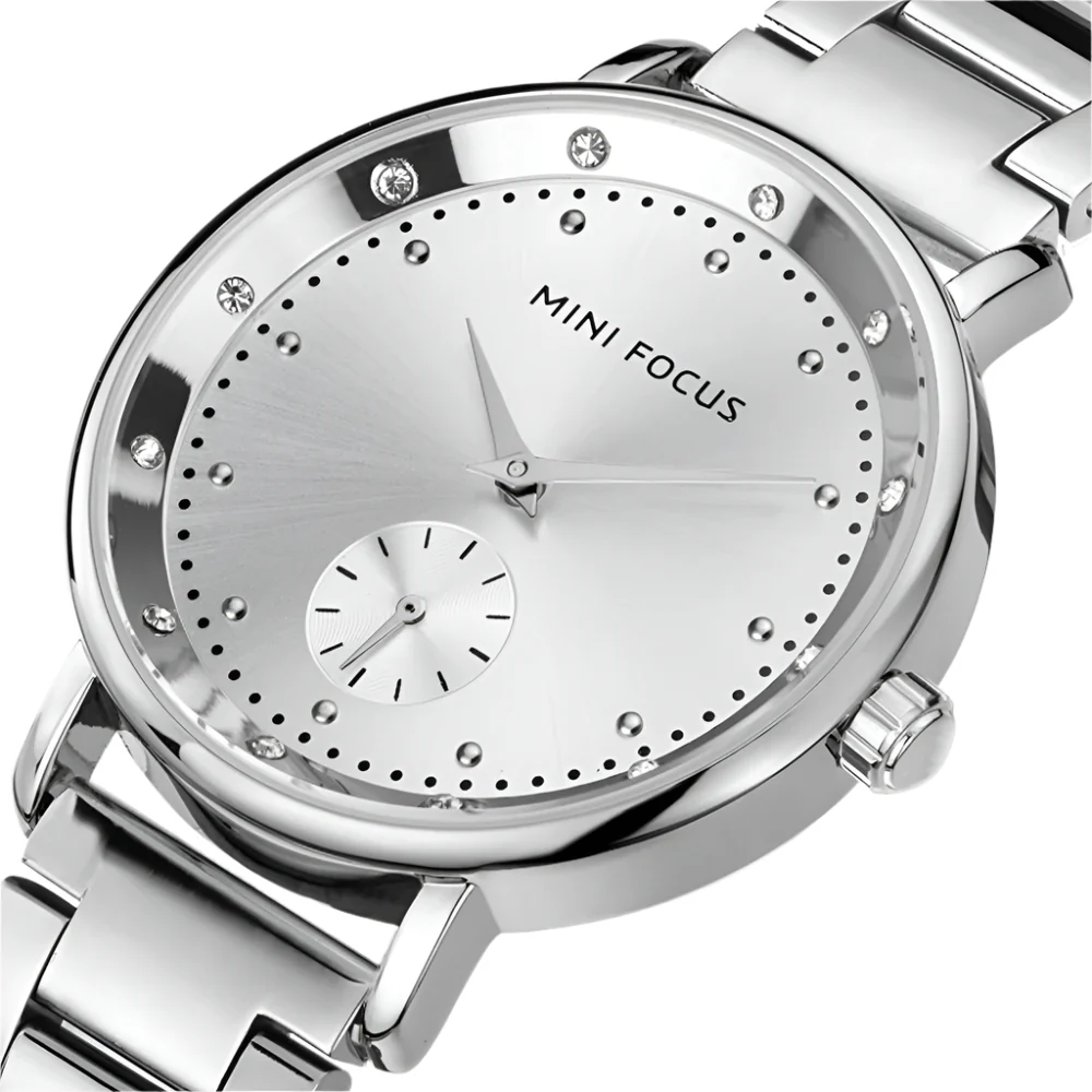 Mini Focus Silver Stainless Steel Silver Dial Quartz Watch for Ladies - MF0037L-02 - Image 2