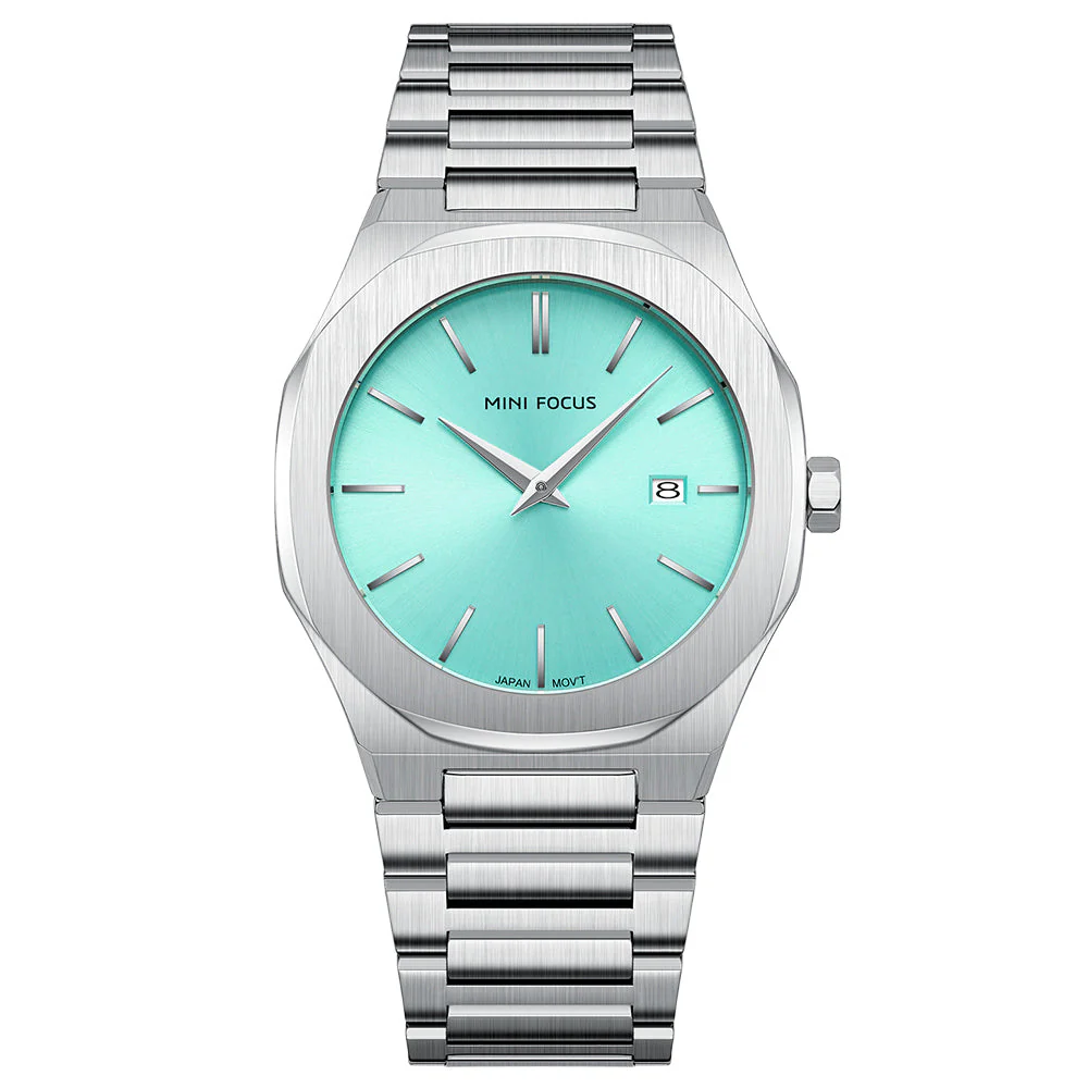Mini Focus Silver Stainless Steel Tiffany Dial Quartz Watch for Gents - MF0620G-03