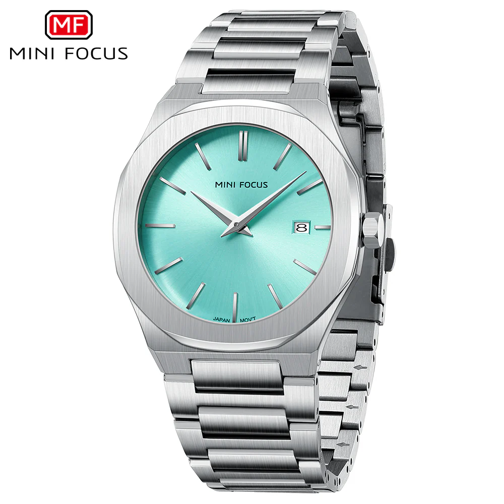 Mini Focus Silver Stainless Steel Tiffany Dial Quartz Watch for Gents - MF0620G-03 - Image 2