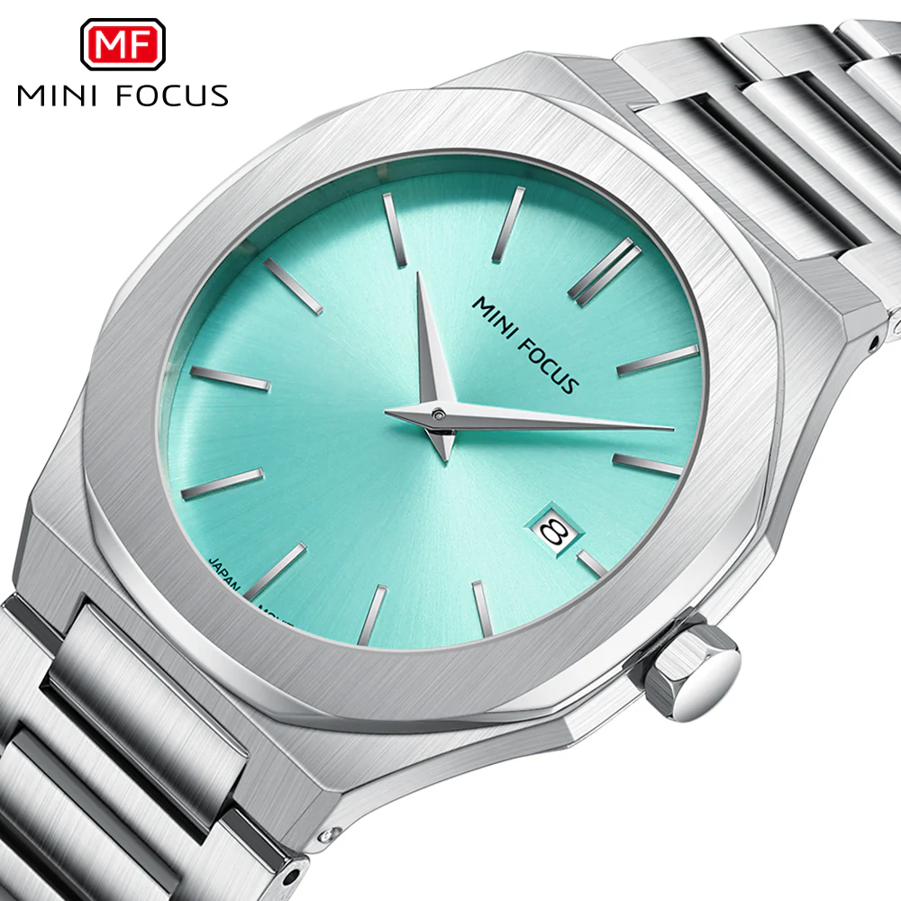 Mini Focus Silver Stainless Steel Tiffany Dial Quartz Watch for Gents - MF0620G-03 - Image 3