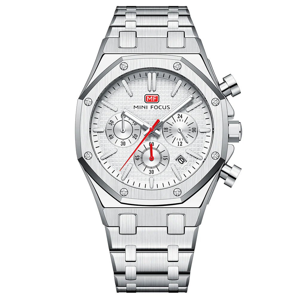 Mini Focus Silver Stainless Steel White Dial Quartz Watch for Gents - MF0609G-03