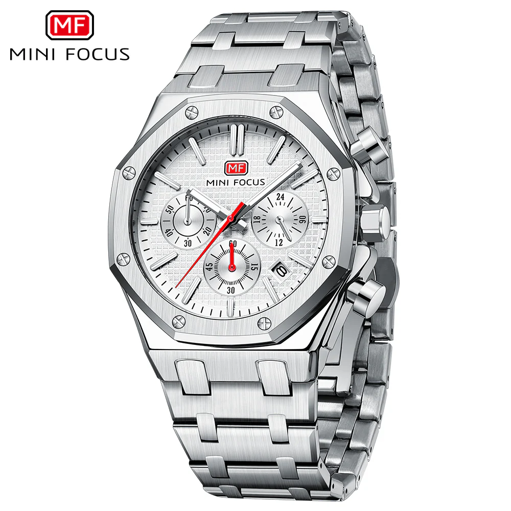 Mini Focus Silver Stainless Steel White Dial Quartz Watch for Gents - MF0609G-03 - Image 2