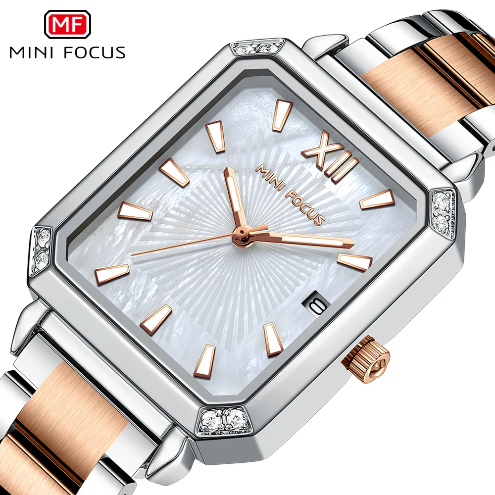 Mini Focus Two-tone Stainless Steel Mother-of-Pearl Dial Quartz Watch for Ladies - MF0472L-02 - Image 3
