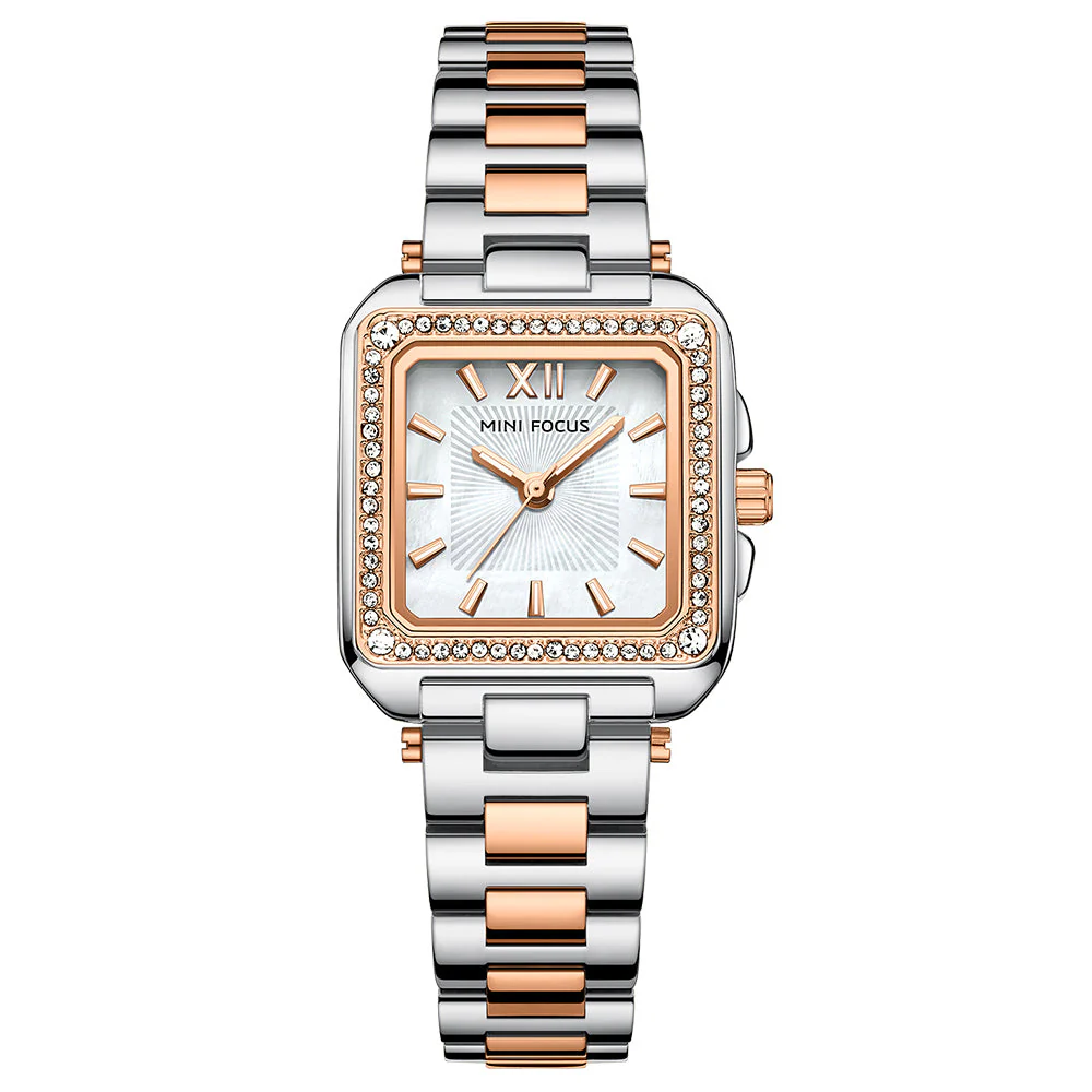 Mini Focus Two-tone Stainless Steel Silver Dial Quartz Watch for Ladies - MF0619L-03