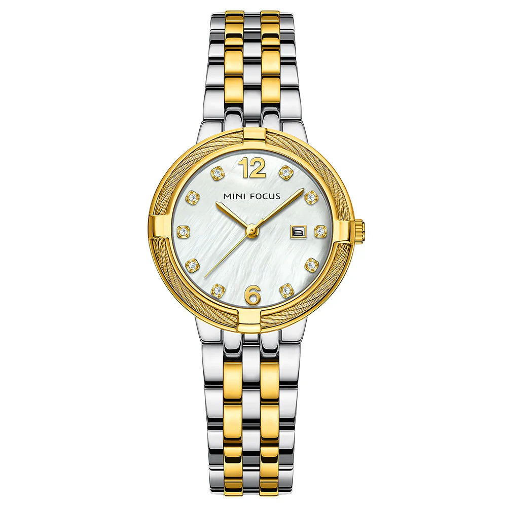Mini Focus Two-tone Stainless Steel Silver Dial Quartz Watch for Ladies - MF0626L-03