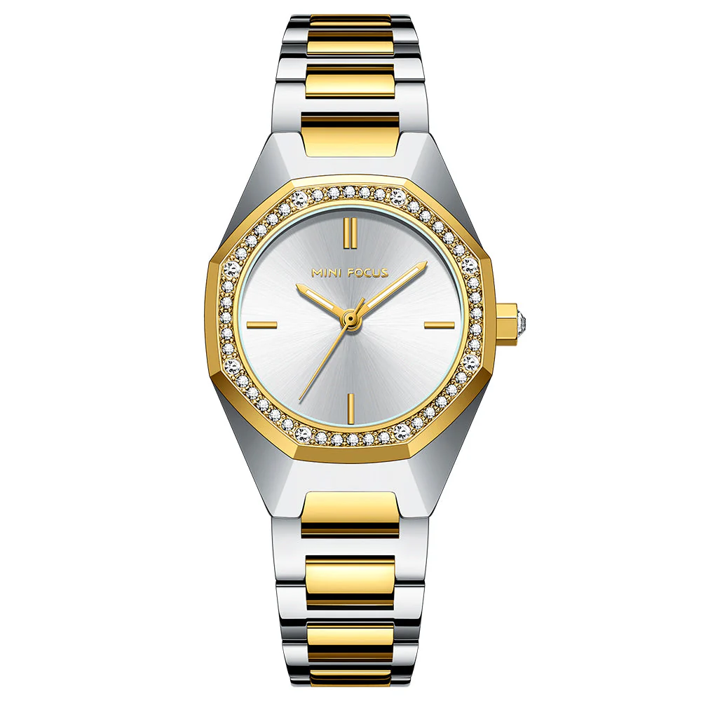 Mini Focus Two-tone Stainless Steel White Dial Quartz Watch for Ladies - MF0433L-01