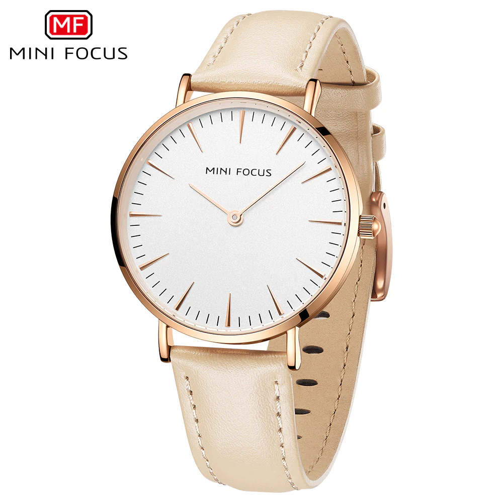 Mini Focus yellow Leather Strap White Dial Quartz Watch for Ladies - MF0318L-2 - Image 2