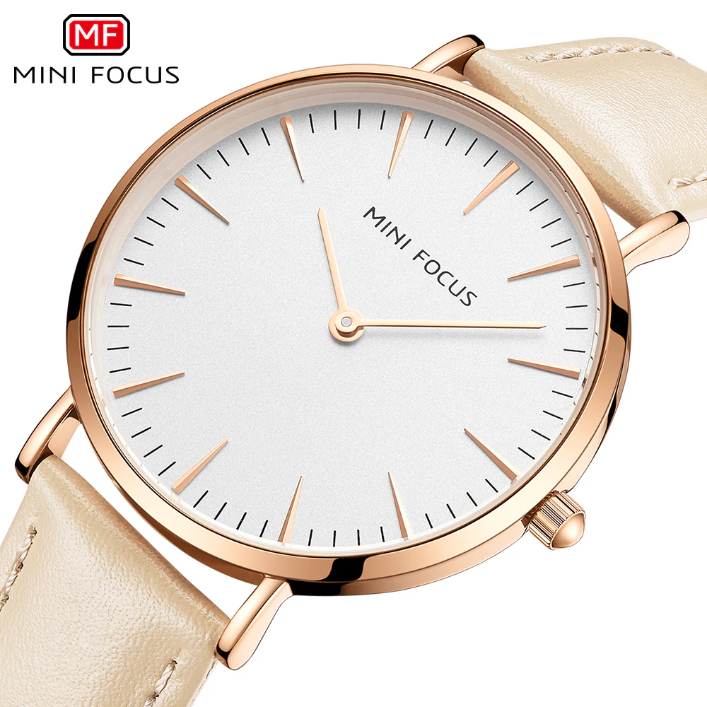 Mini Focus yellow Leather Strap White Dial Quartz Watch for Ladies - MF0318L-2 - Image 3