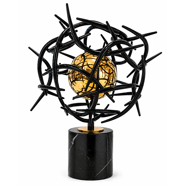 Modern Abstract Black & Gold Sculpture – Luxury Artistic Table Décor