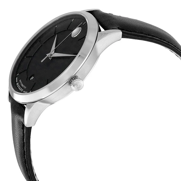 Movado 1881 Black Leather Black Dial Automatic Watch for Gents - 606873 - Image 2