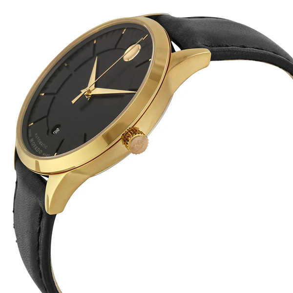 Movado 1881 Black Leather Black Dial Automatic Watch for Gents - 606875 - Image 2