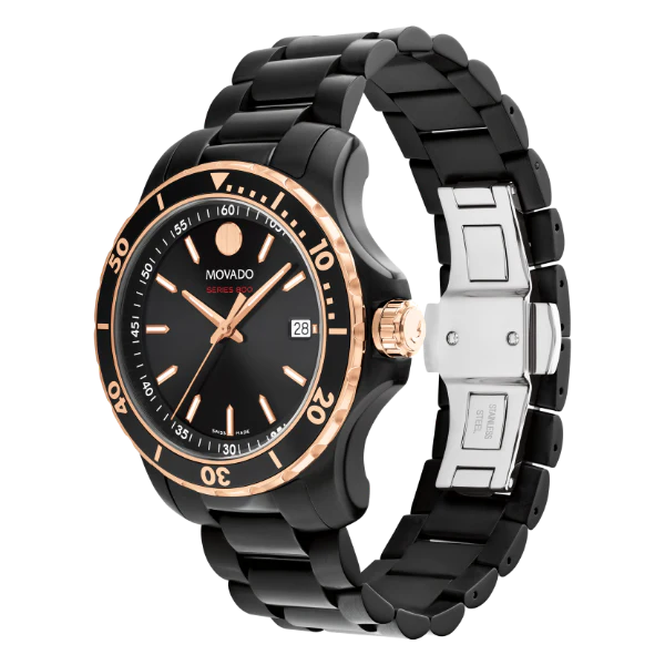 Movado 800 Series Black Stainless Steel Black Dial Quartz Watch for Gents - 2600162 - Image 2