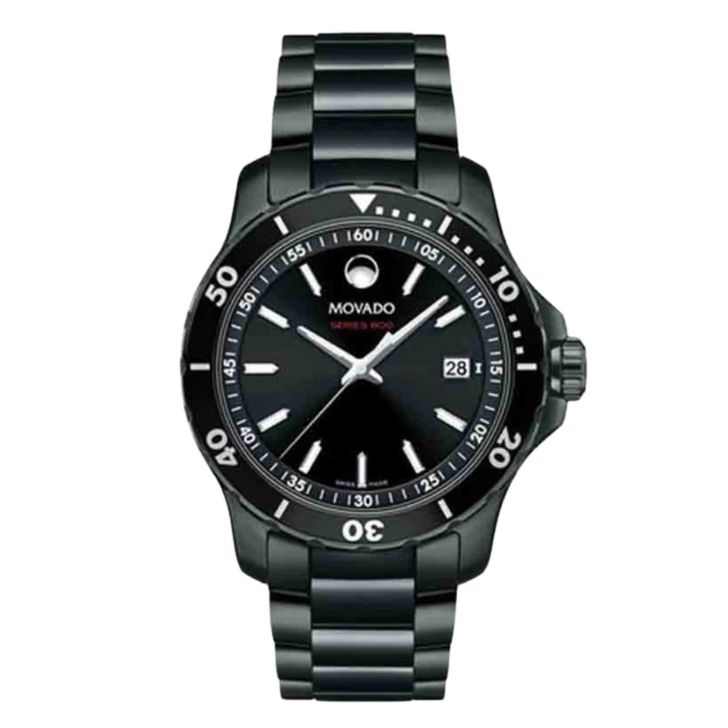 Movado 800 Series Black Stainless Steel Black Dial Quartz Watch for Gents - MOVADO 2600143