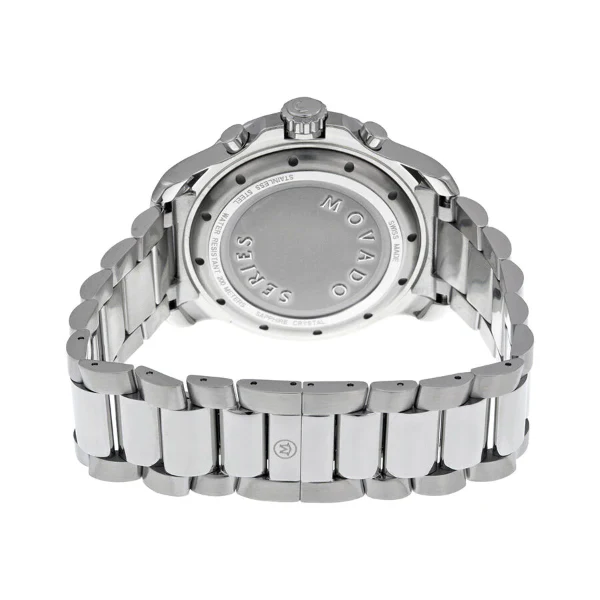 Movado 800 Series Silver Stainless Steel Black Dial Chronograph Quartz Watch for Gents - 2600110 - Image 2