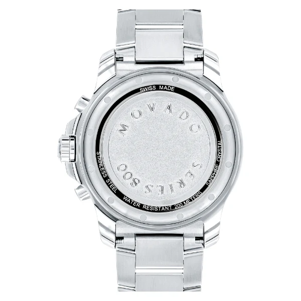 Movado 800 Series Silver Stainless Steel Black Dial Chronograph Quartz Watch for Gents - 2600142 - Image 2