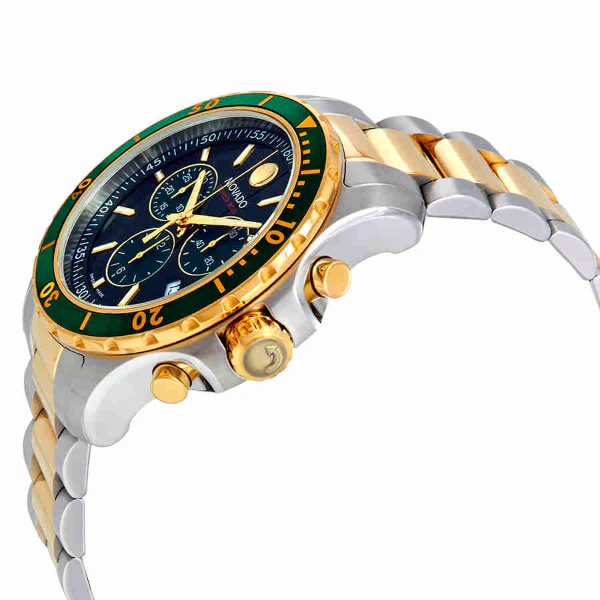 Movado 800 Series Two-Tone Stainless Steel Green Dial Chronograph Quartz Watch for Gents - 2600148 - Image 2