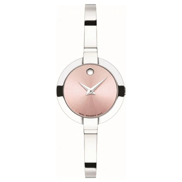 Movado Bela Silver Stainless Steel Pink Dial Quartz Watch for Ladies - 606596