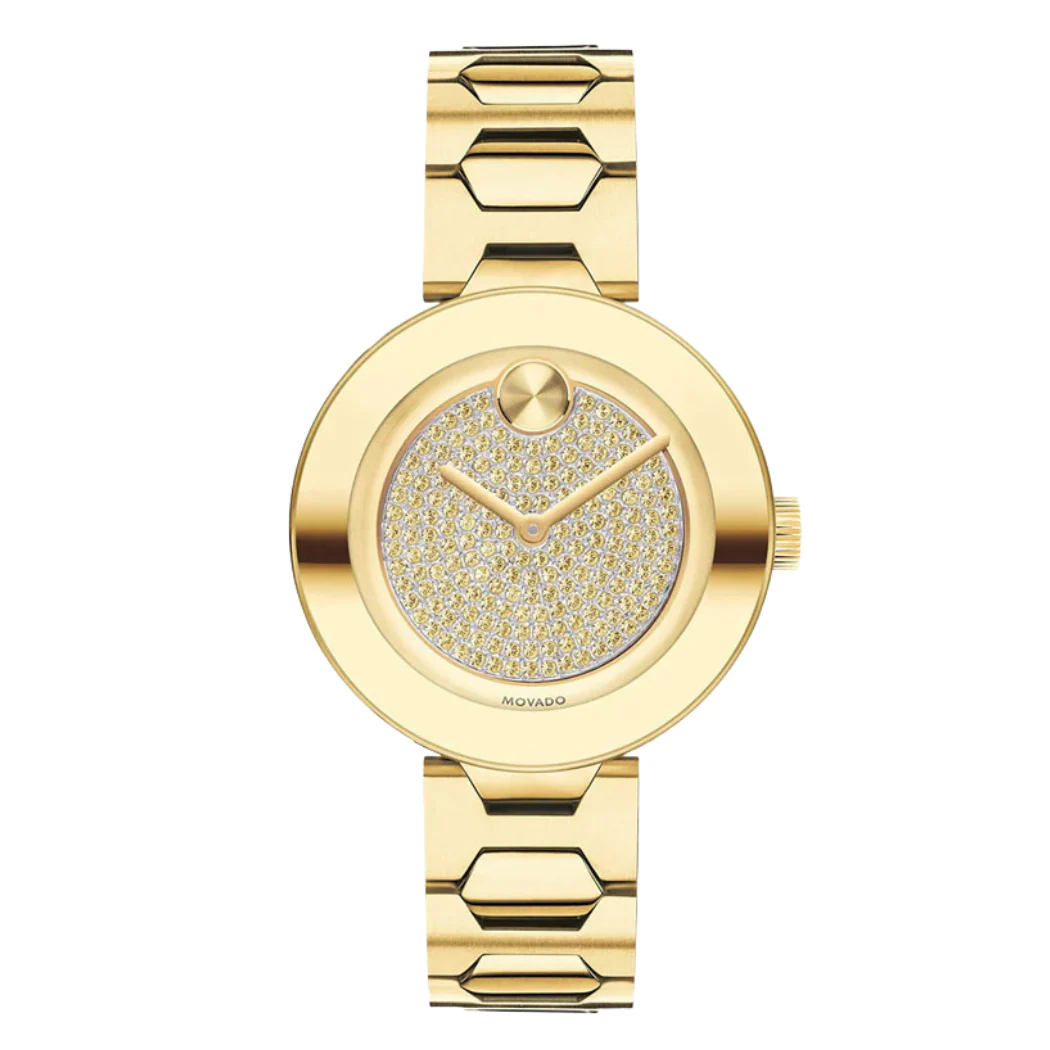 Movado Bold 3600492 – Gold-Tone Crystal Pave Dial Women's Watch