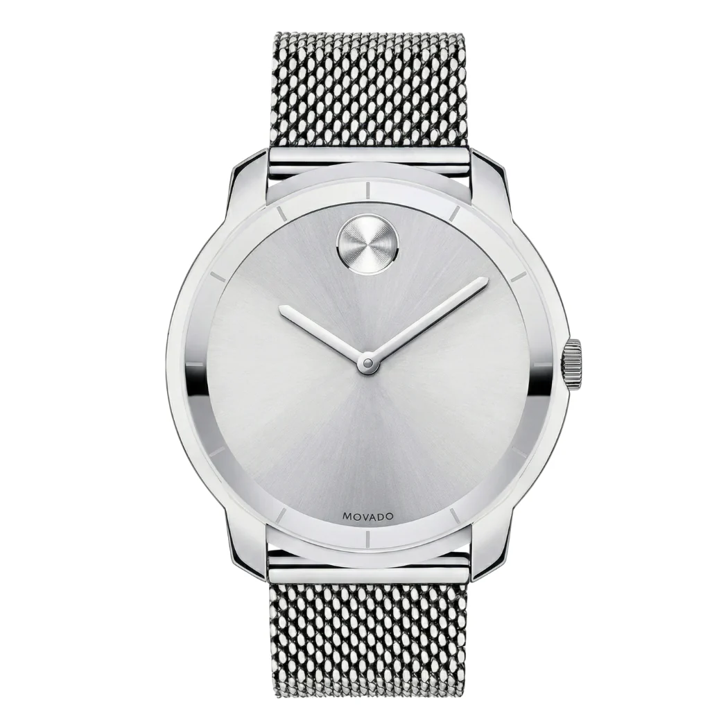 Movado Bold Series Silver Stainless Steel Mesh Silver Dial Quartz Watch for Gents- 3600260