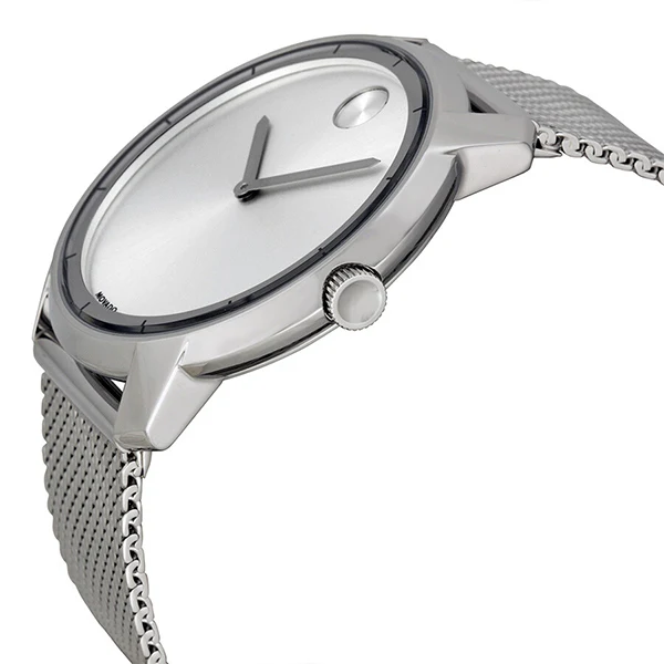Movado Bold Series Silver Stainless Steel Mesh Silver Dial Quartz Watch for Gents- 3600260 - Image 4