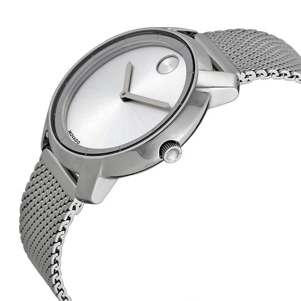 Movado Bold Series Silver Stainless Steel Mesh Silver Dial Quartz Watch for Ladies- 3600241 - Image 3