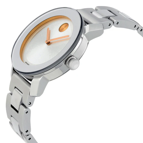 Movado Bold Series Silver Stainless Steel Silver Dial Quartz Watch for Ladies - 3600084 - Image 3