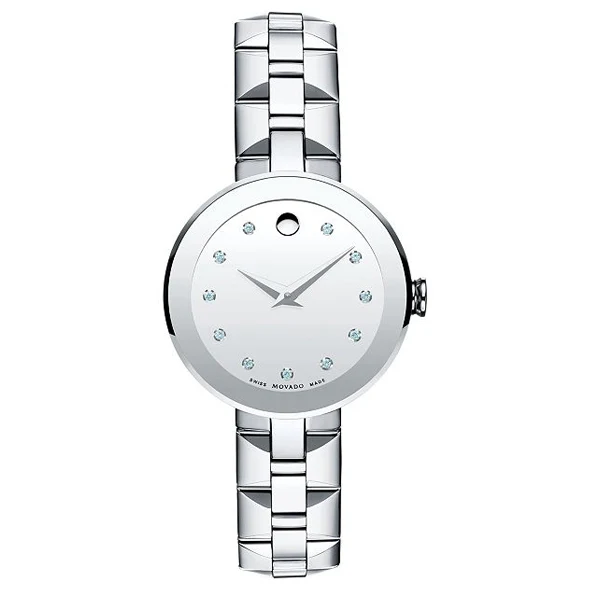 Movado Diamonds Gold Stainless Steel Gold Dial Quartz Watch for Ladies - 606817
