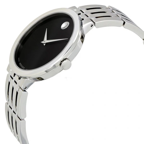 Movado Esperanza Silver Stainless Steel Black Dial Quartz Watch for Gents - 607057 - Image 2