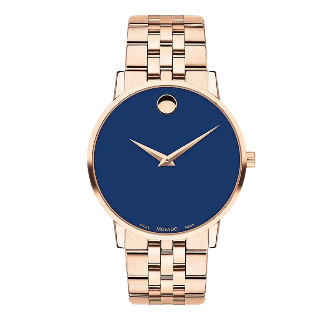 Movado Gold Stainless Steel Blue Dial Quartz Watch for Gents - 607353