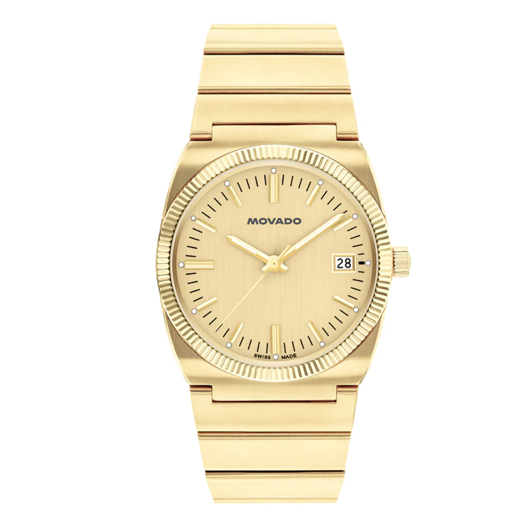 Movado Gold Stainless Steel Gold Dial Quartz Watch for Gents - Movado 3650217