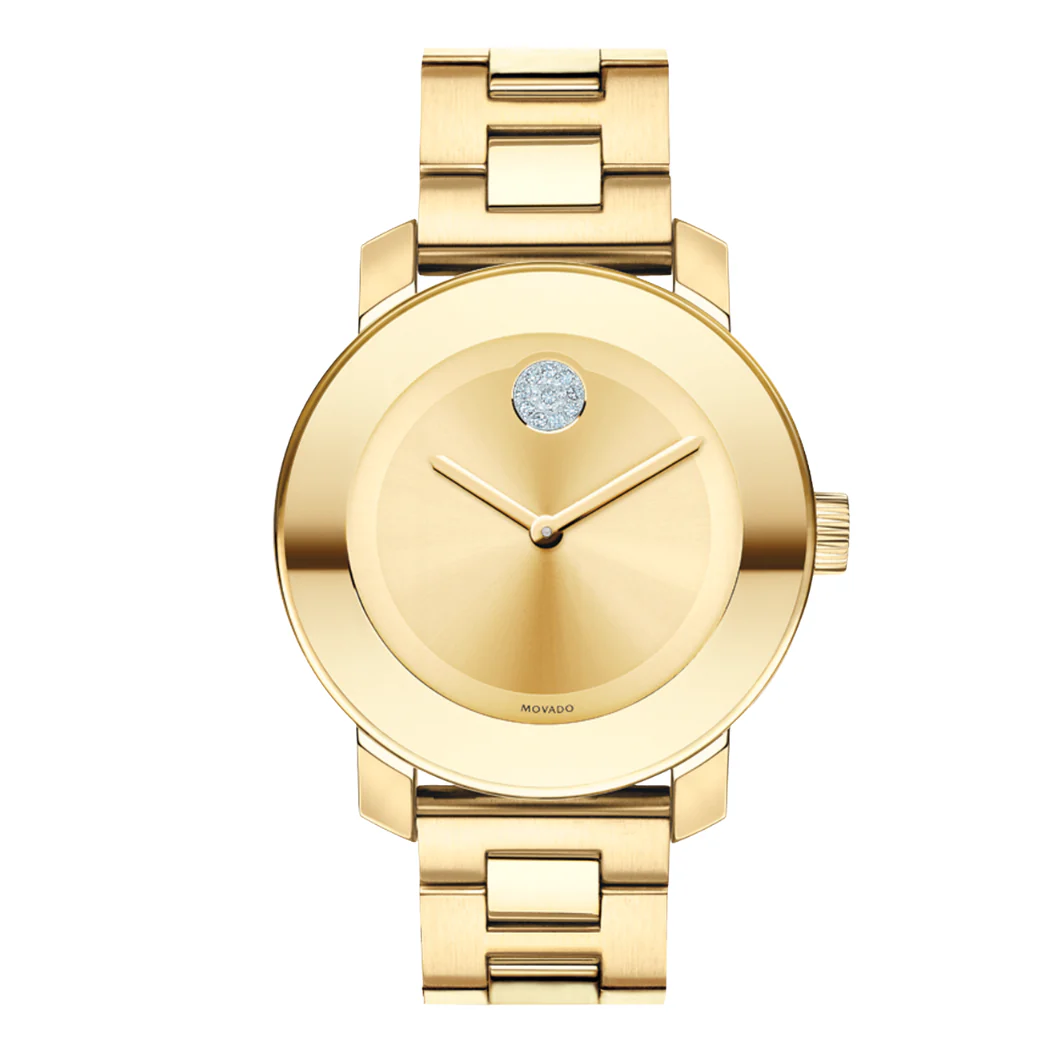 Movado Gold Stainless Steel Gold Dial Quartz Watch for Ladies - Movado 3600104