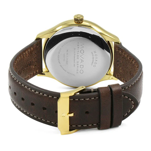 Movado Heritage Brown Leather Parchment Dial Quartz Watch for Gents- 3650003 - Image 2