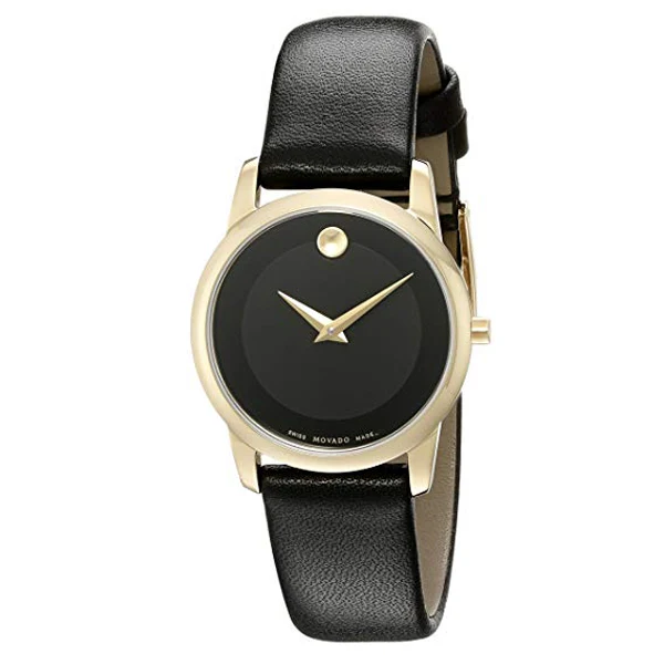 Movado Museum Black Leather Black Dial Quartz Watch for Ladies - 606877 - Image 2
