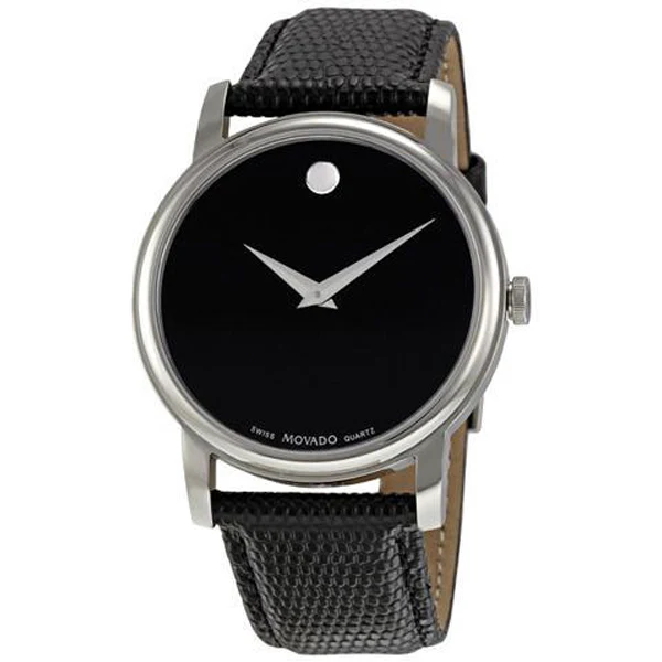 Movado Museum Classic Black Leather Black Dial Quartz Watch for Gents - 2100002 - Image 2