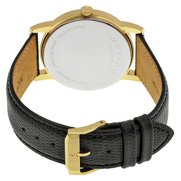 Movado Museum Classic Black Leather Black Dial Quartz Watch for Gents - 2100005 - Image 2