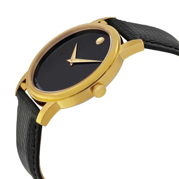 Movado Museum Classic Black Leather Black Dial Quartz Watch for Gents - 2100005 - Image 3