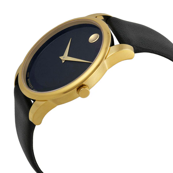 Movado Museum Classic Black Leather Black Dial Quartz Watch for Gents - 606876 - Image 3