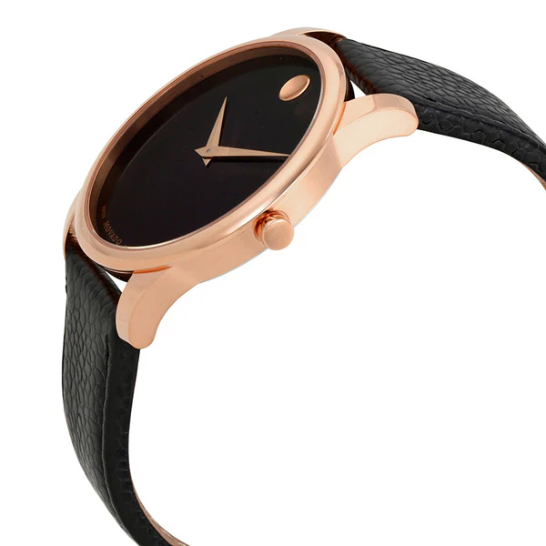 Movado Museum Classic Black Leather Black Dial Quartz Watch for Gents - 607060 - Image 2