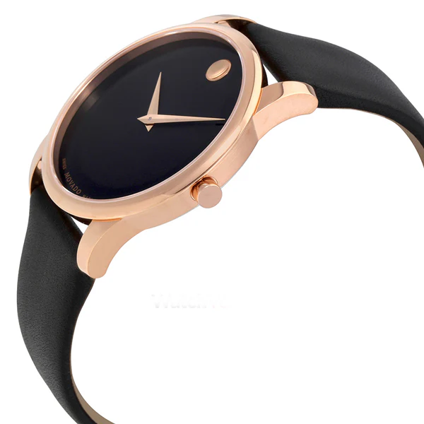 Movado Museum Classic Black Leather Black Dial Quartz Watch for Gents - 607078 - Image 3