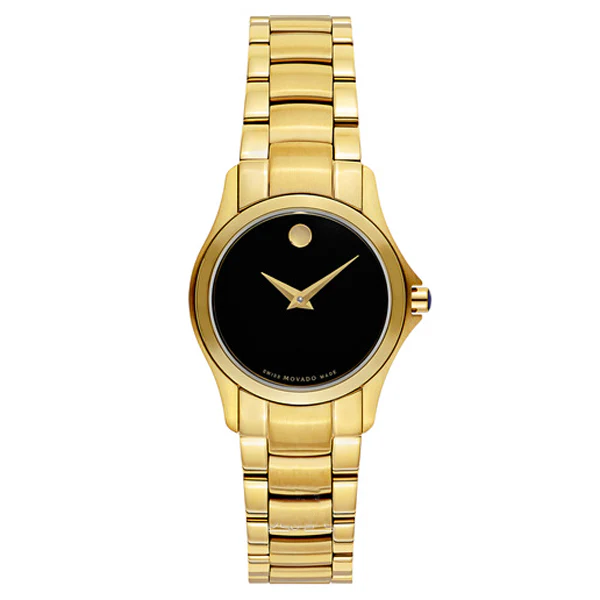 Movado Museum Classic Black Leather Black Dial Quartz Watch for Ladies - 607027