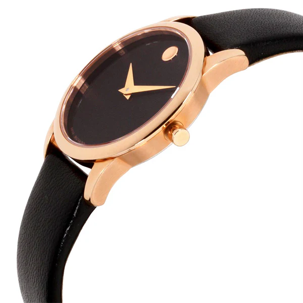Movado Museum Classic Black Leather Black Dial Quartz Watch for Ladies - 607079 - Image 3