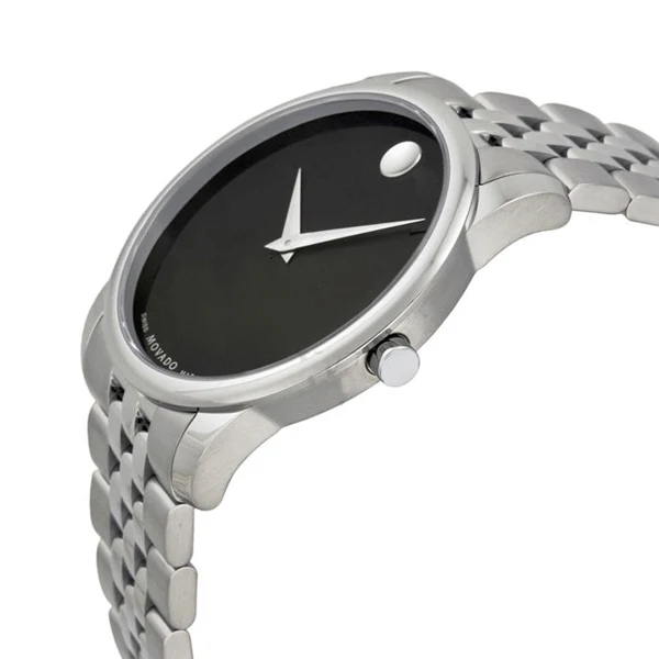 Movado Museum Classic Silver Stainless Steel Black Dial Quartz Watch for Gents - 606504 - Image 3