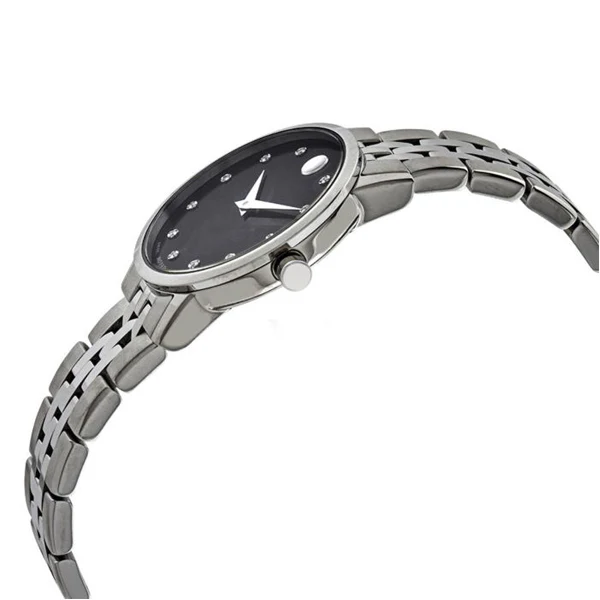 Movado Museum Classic Silver Stainless Steel Black Dial Quartz Watch for Ladies - 607207 - Image 3