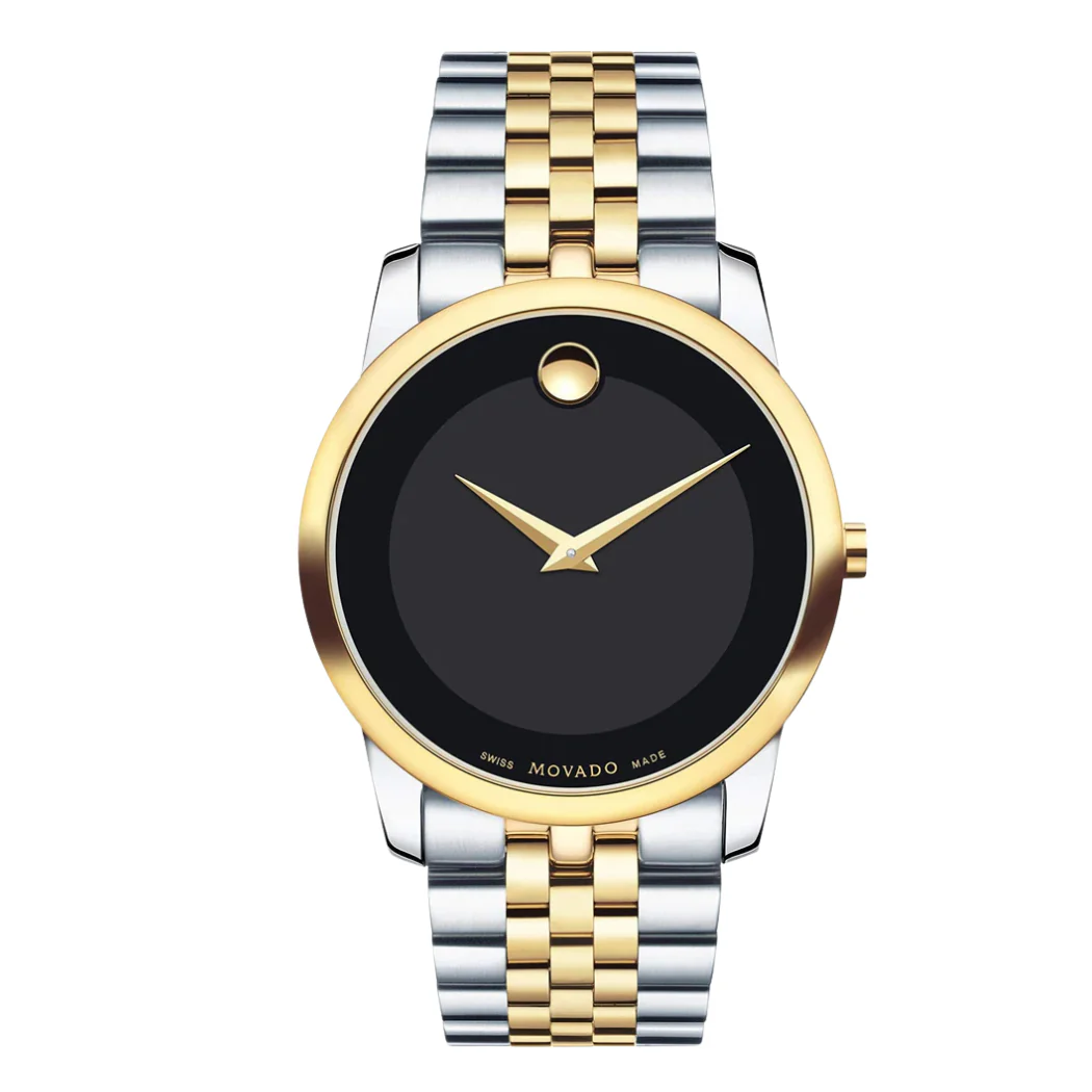 Movado Museum Classic Two-tone Stainless Steel Black Dial Quartz Watch for Gents - 606899