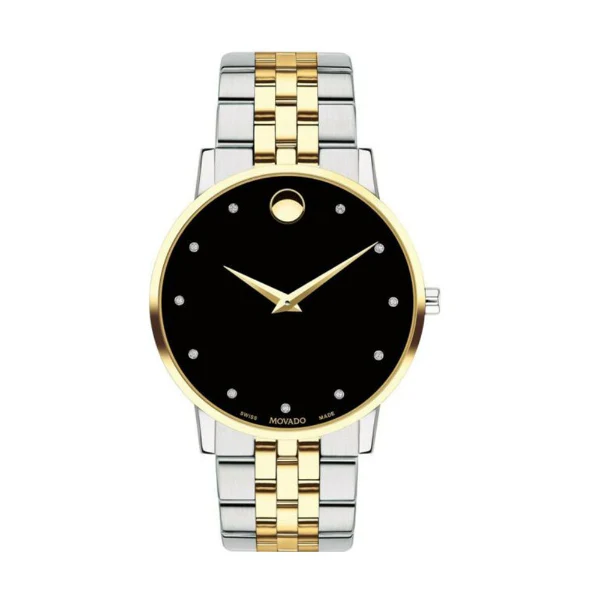 Movado Museum Classic Two-tone Stainless Steel Black Dial Quartz Watch for Gents - Movado 0607202