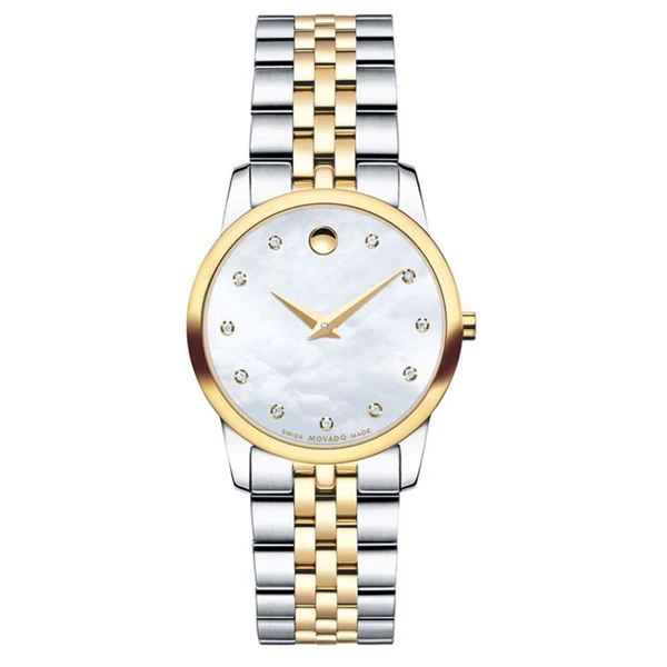 Movado Museum Classic Two-tone Stainless Steel Mother of pearl Dial Quartz Watch for Ladies - 606613