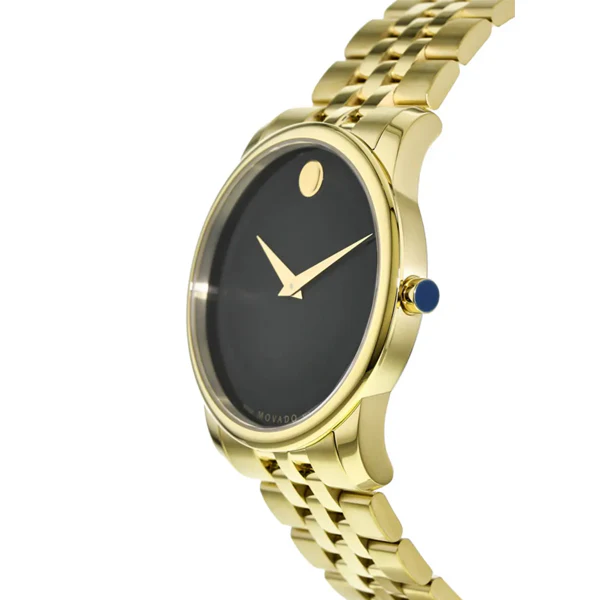 Movado Museum Gold Stainless Steel Black Dial Quartz Watch for Gents - 606997 - Image 2