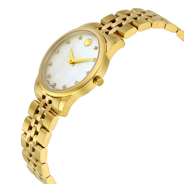 Movado Museum Gold Stainless Steel Mother of pearl Dial Quartz Watch for Ladies - 606998 - Image 3