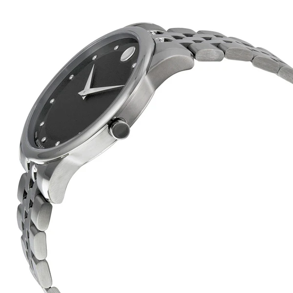 Movado Museum Silver Stainless Steel Black Dial Quartz Watch for Gents - 606878 - Image 2
